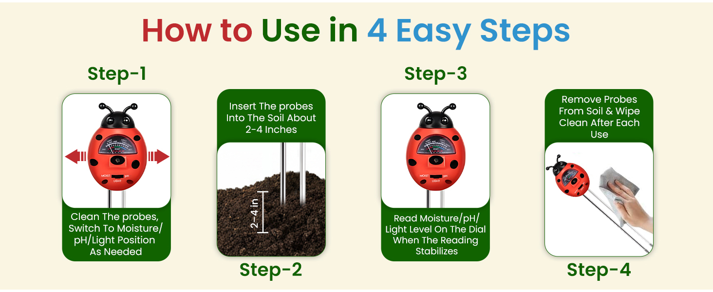 how to use ladybug soil tester meter