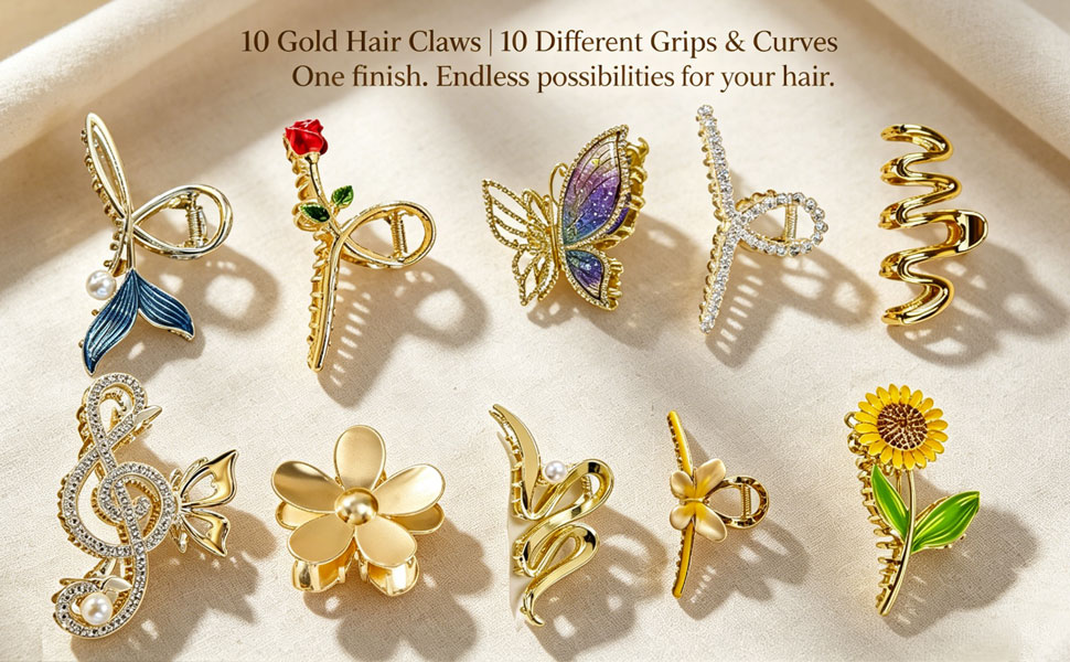 Gold Hair Claw – 10 Styles, One Perfect Fit for Your Hair