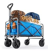 Sweetcrispy Foldable Wagon Cart, Collapsible Large Capacity Garden Cart with Wheels, Heavy Duty U...