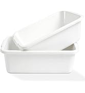 Jibrelxion 2 Pack Plastic Dish Pans, 12 Quarts White Rectangle Dishpan Basins, Large Capacity Was...