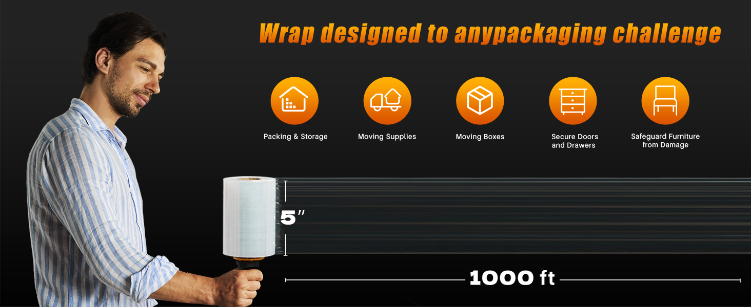 Plastic Stretch Film Shrink Stretch Wrap Moving Supplies Packing Shipping Pallet Boxes Dorm college