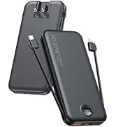 Portable Charger, 10000mAh PD20W Fast Charging Power Bank with Built-in Cables &amp; Wall Plug, Exter...