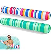 FindUWill 2 Pack Inflatable Swim Pool Noodles, Pool Noodles Floats for Adults, Soft Fabric Covere...
