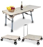 APOXCON 3-in-1 Camping Table Cart Multi-Purpose Used as Picnic Table &amp; Dolly Cart &amp; Platform Truc...