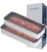 MUUBOOX Bacon storage container for fridge,304 Stainless Steel Airtight Deli meat container/Kitch...