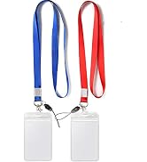 YOUOWO 2 Pack Lanyard with ID Badge Holder Blue Red Lanyards for id Card Holder Neck Office Lanya...