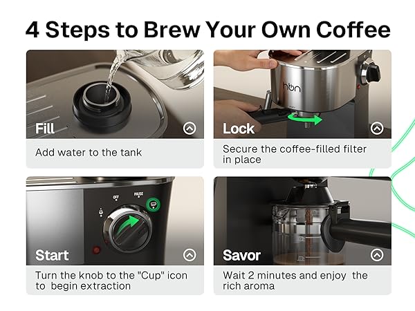 HBN Espresso Machine, 3.5Bar Espresso and Cappuccino Maker