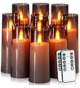 Amagic Grey Flameless Candles 9 Set, Battery Operated Halloween Candles | Remote Control Timer, F...