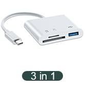 USB-C to SD, Micro SD Memory Card Reader, 3-in-1 SD/TF Card Reader to USB-C Adapter with Dual Slo...