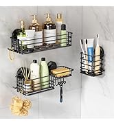 LEVERLOC Shower Caddy Suction Cup, 3 Pack Heavy Duty Bathroom Organizer for Inside Shower with Ho...