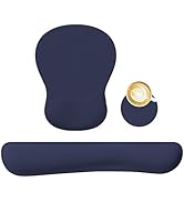 RICHEN Wrist Rest Support for Mouse Pad&amp;Keyboard Set with Coaster,Concave Curved Memory Foam, Non...