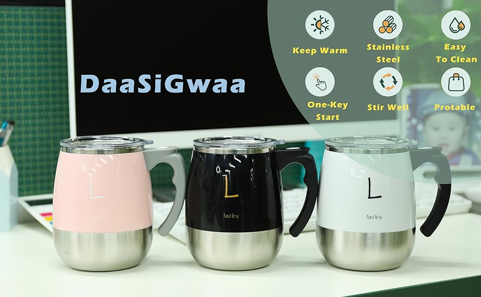 Rechargeable Self Stirring Mug - Magnetic Electric Auto Mixing Stainless Steel Cup