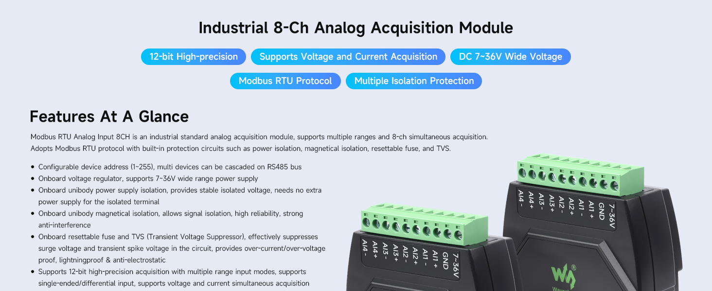 Modbus RTU Analog Input 8CH