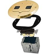 RACO 6239BP Floor Kit with Recessed Duplex 15A TR Device and Adjustable Steel Box, 1-Gang, Brass