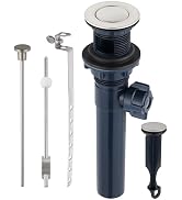 Bathroom Sink Drain with Lift Rod, Pop Up Sink Drain with Overflow, Brushed Nickel Drain Stopper ...