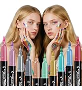 ThEast 10 Colors Face Painting Markers, Metallic Glitter Body Paint Pens, Skin Safe Washable Temp...