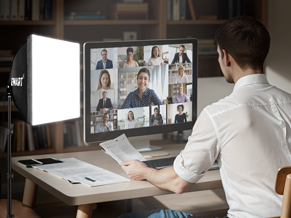 EMART Softbox Lighting Kit, Professional Softbox Photography Lighting Kit meeting chat phone