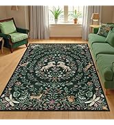 Machine Washable 5x7 Area Rugs for Living Room, Non Slip Soft Low Pile Unicorn Floral Farmhouse M...