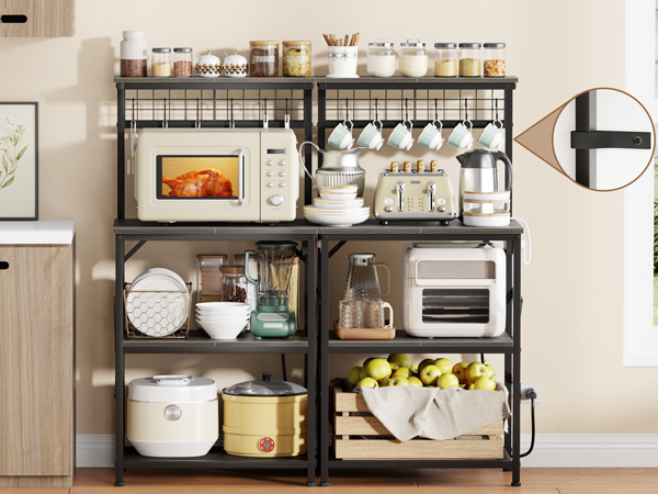 Kitchen Bakers Rack with More Storage Spaces