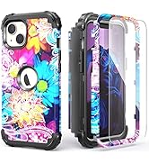 IDweel iPhone 15 Case with Tempered Glass Screen Protector, 3 in 1 Shockproof Slim Hybrid Heavy D...