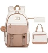 WINDARS School Backpack with Lunch Box for Teen Girls, Cute College Backpacks for Women Students ...