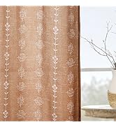 Rustic Terracotta Curtains 84 Inch Length 2 Panels Set for Living Room,Patterned Linen Boho Sheer...