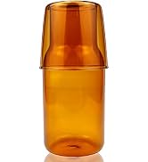 DOERDO Bedside Carafe Night Water Carafe with Tumbler Glass, Glass Mouthwash Bottle for Bathroom,...