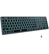 Wireless Backlit Keyboard, Rechargeable USB Silent Keyboard, 2.4G Cordless Full Size, Compatible ...