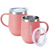 BJPKPK 12oz/14oz Insulated Coffee Mug--2 Pack, Stainless Steel Camping Mug with Lid, Travel Tumbl...