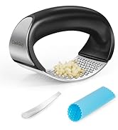 Cook Guy 304 Stainless Steel Garlic Press Rocker Set - Premium Garlic Mincer, Crusher, Peeler, an...