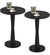 LAATOOREE Round Side Tables Set of 2, Pedestal Drink Tables, Accent End Tables, 15" Large Tableto...