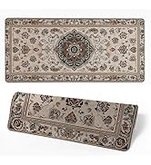 Desk Pad Brown Boho Floral Desk Mat for Keyboard and Mouse, Large XXL Gaming Mouse Pad with Stitc...