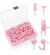 GOOLADA 275pcs Pink Push Pins,5 Style Thumb Tacks, Decorative Push Pins, Cute Thumb Tacks for Bul...