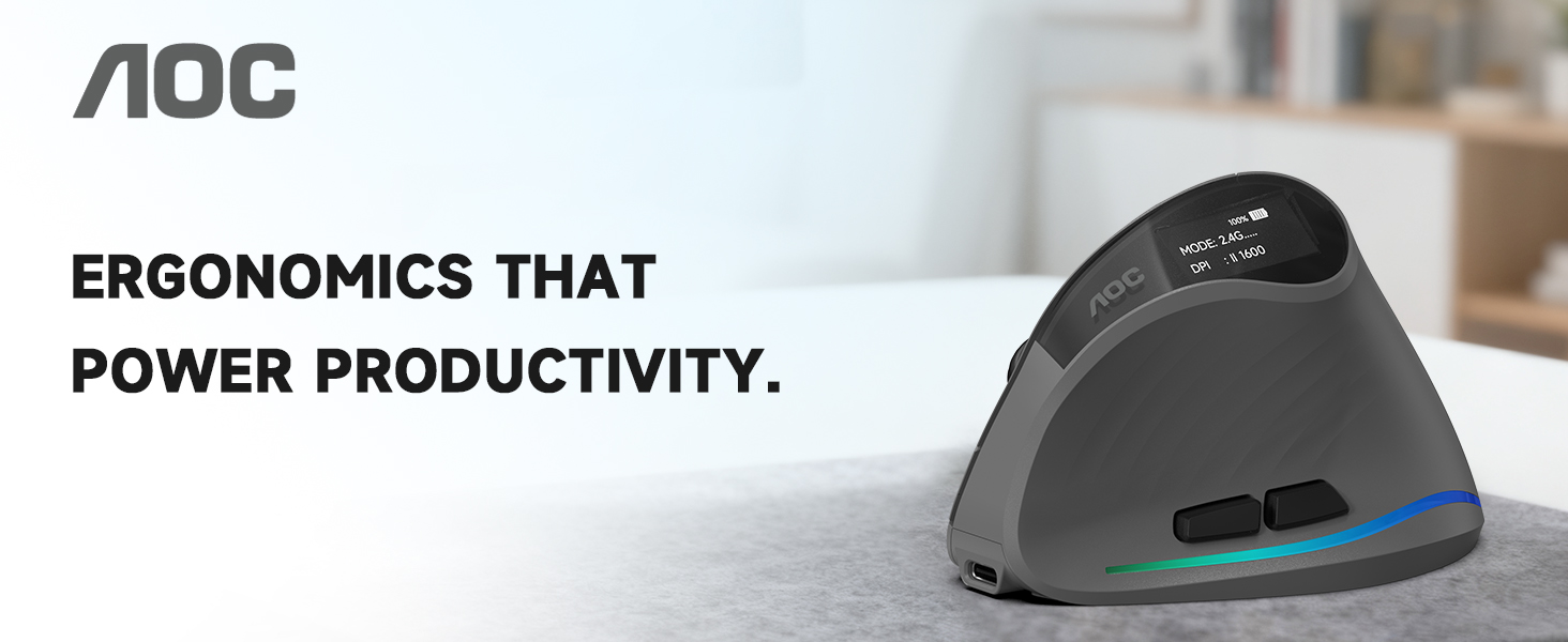 AOC MS610 ergonomic mouse designed to power productivity and provide all-day comfort in the office