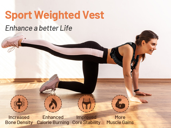 Wolliwa 8 12 16 20 lbs Adjustable Weight Vest with Reflective Stripe Women Men