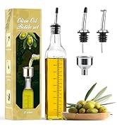 AOZITA 17oz Glass Olive Oil Dispenser Bottle - 500ml Clear -Oil &amp; Vinegar Cruet with Pourers and ...
