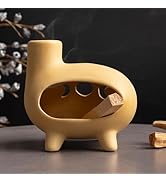 MOUGIGI Elegant Handcrafted Ceramic Palo Santo Burner-Yellow Terracotta Footed Incense Holder for...