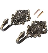Hicello 2Pcs Curtain Tiebacks Hook Vintage Bronze Rose Pattern Carved Wall Hooks Key Hook Clothes...