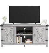 JUMMICO Farmhouse TV Stand for 65 Inch TV, Mid Century Modern Television Stand Entertainment Cent...