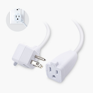 2-Pack Short 2-Outlet Extension Cord with Outlet Plug in Black