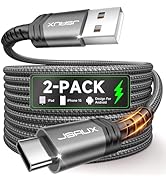 JSAUX USB C Cable [2-Pack 10ft], USB A to USB Cord 3.1A Fast Charging Compatible with iPhone 16/1...