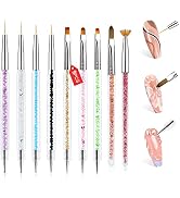 Saviland 9PCS Double-End Nail Art Brushes Set - Nail Brushes for Nail Art with Nail Dotting Tools...