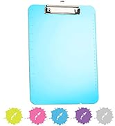 Plastic Clipboard Standard Size Blue, Translucent Low Profile Clip Board, Hangable Clipboard, 12....