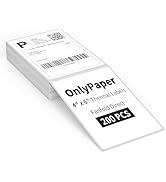 OnlyPaper 4" x 6" Fanfold Direct Thermal Labels 200Pcs Shipping Labels for Zebra &amp; Rollo Printer ...
