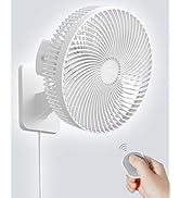 LEMOISTAR 10 Inch Wall Mounted Fan with Remote, AC/DC(12V), 90°Oscillating, High Velocity 4 Speed...