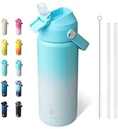 BJPKPK Insulated Water Bottle with Straw Lid, 18oz Thermos Water Bottles with Soft Nozzle, Flex H...