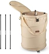 HIKEMAN Camping Trash Can,Waterproof Pop Up Garbage Bin with Zippered Lid Collapsible Utility Con...