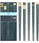 5 Pairs Chopsticks Reusable Fiberglass Dishwasher Safe, 9.57 inch/24.3cm Matte Non-Slip Family/ H...