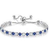 Tennis Bracelets for Women White Gold Plated Diamond AAA+ Cubic Zirconia CZ Dainty Classic Adjust...