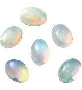 PH PandaHall 6PCS Pure Opalite Cabochon Flat Back Gemstone Jewelry Base for Earring Bracelet Ring...